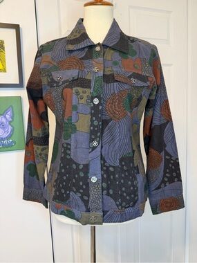 Cotton Parsley and Sage Abstract Jacket- NWOT